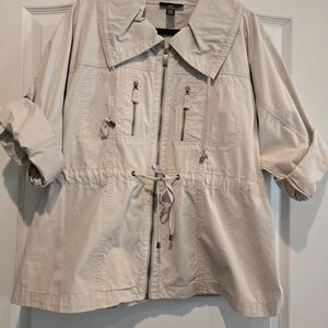 Style & Co. Light Beige Drawstring Utility Jacket